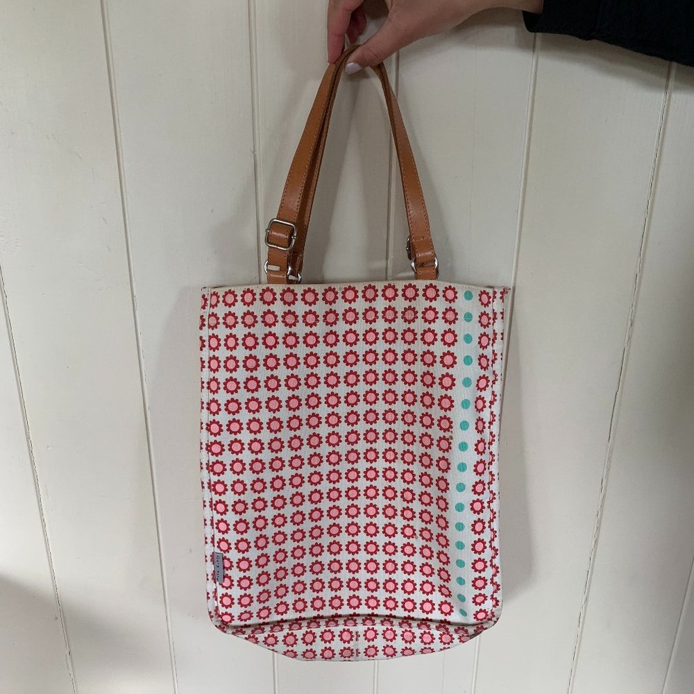 Orla Kiely Canvas Tote Bag w/leather handles